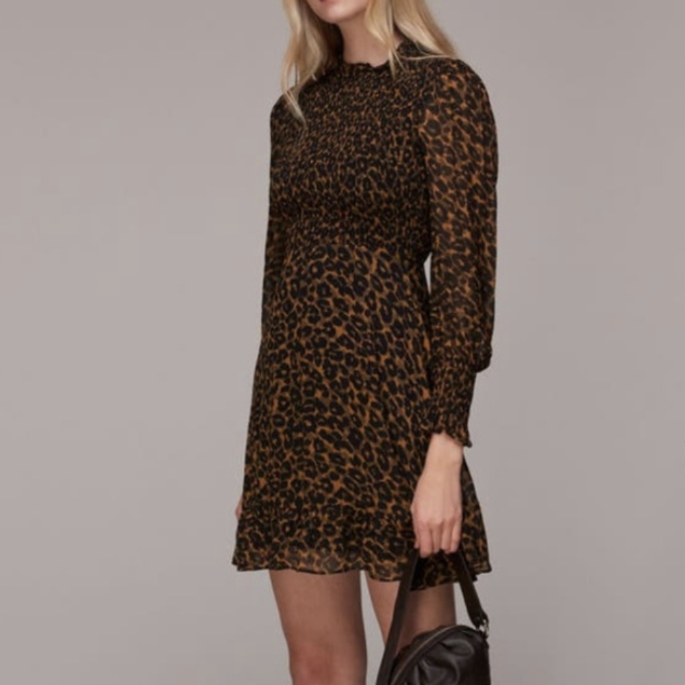 Leopard print dress - long sleeve, halter neck, mini like new condition